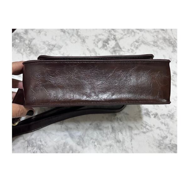 ECOSUSI Retro Inspired Hand/Crossbody Bag Brown Gold Squared Messenger Hippie - Picture 5 of 9